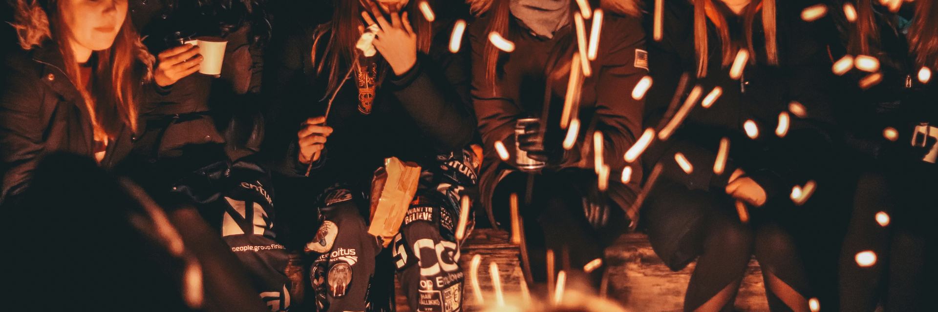 A group of friends at night